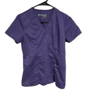 Greys Anatomy Scrub Top Womens Size XS Purple Nursing Medical Work Uniform